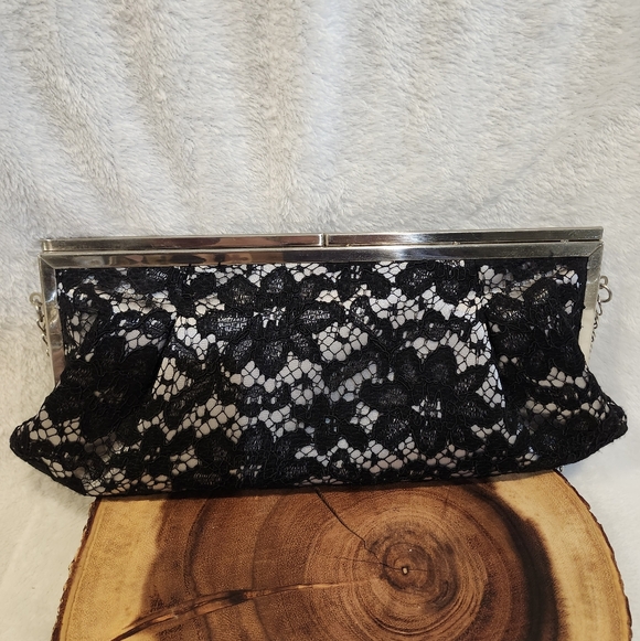 White House Black Market Black Lace Clutch - Picture 2 of 4